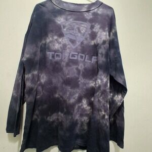 Topgolf Mens Large Black Cosmic Tie‎ Dye Long Sleeve T-Shirt NWT Logo Tee